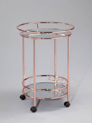 Glass Kitchen Bar Cart - STR003B | ,safty mirror tiers ( anti-burst film available) , copper frame